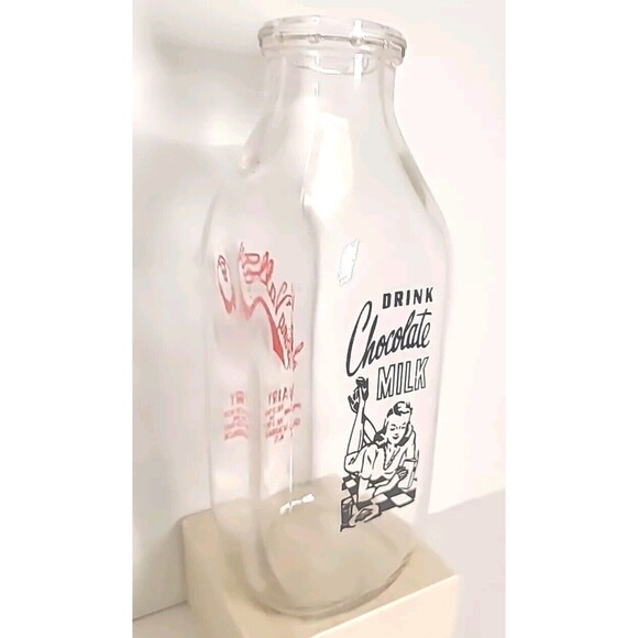 Vintage Spring Valley Dairy South Schodack NY Quart Chocolate Glass Milk Bottle - Picture 3 of 4